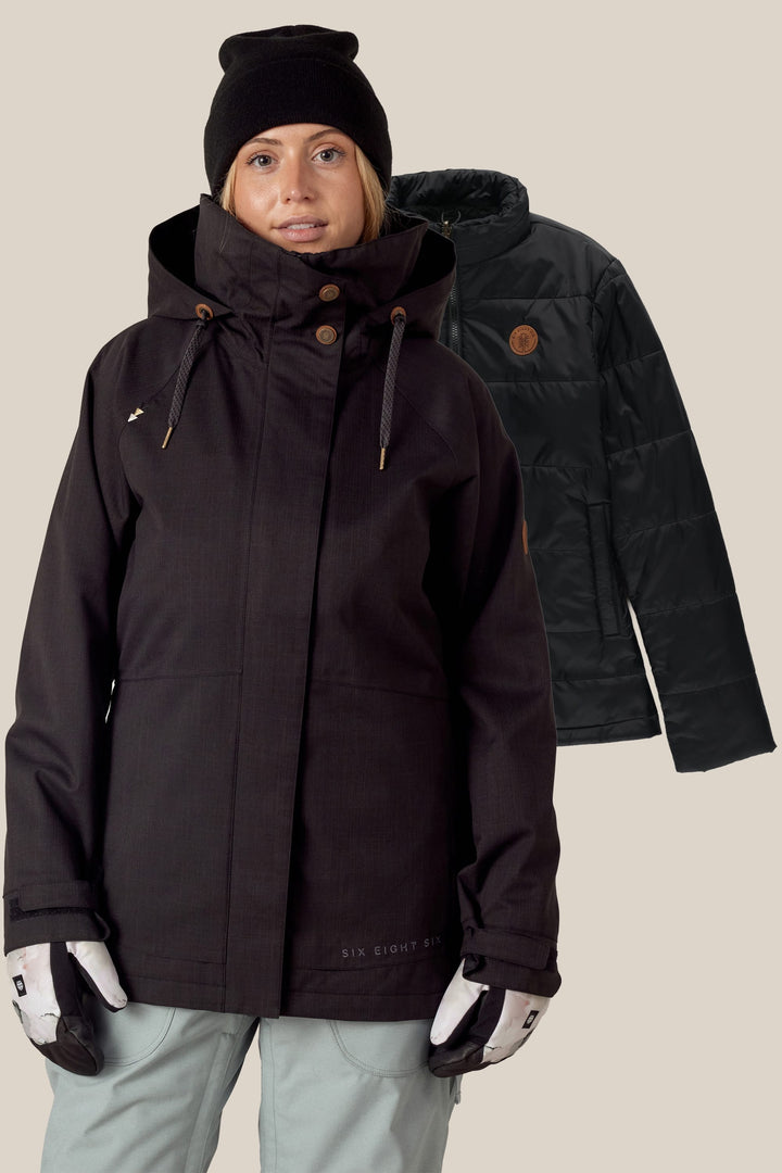 686 Women's SMARTY® 3-In-1 Spellbound Jacket — BLACK HERRINGBONE