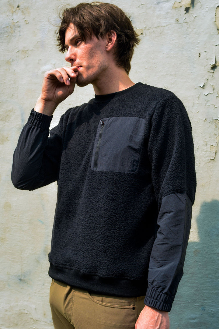 686 Men's Buttermilk Sherpa Crew — BLACK (vista 2)