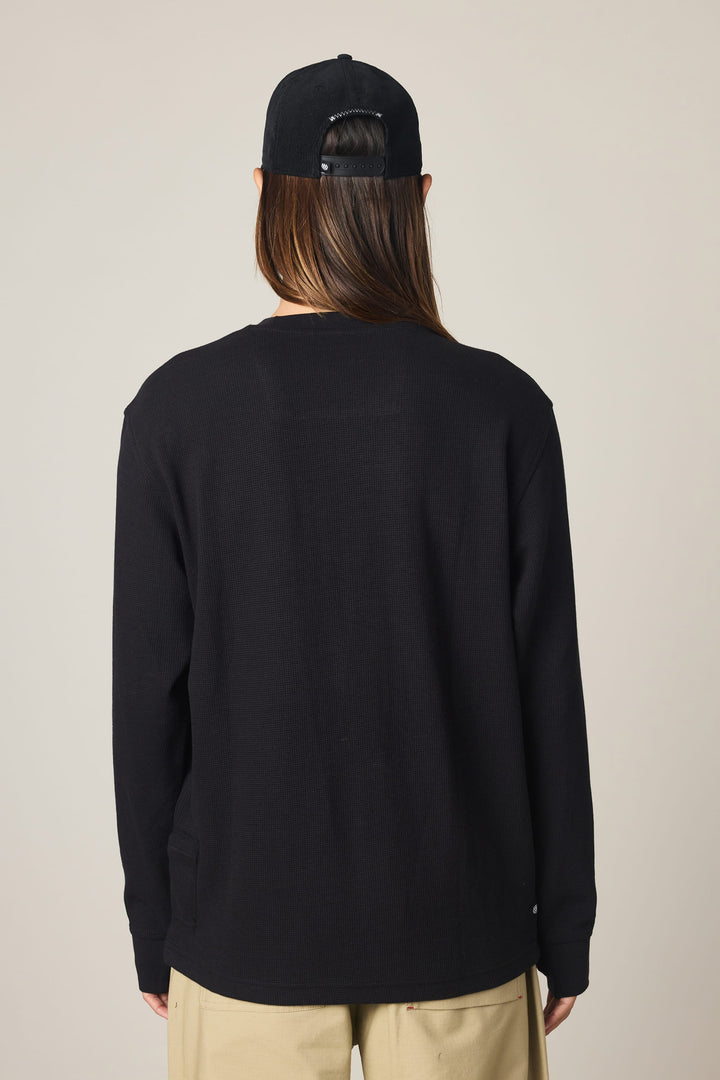 686 Men's Let's Chill Waffle LS Crew — BLACK (vista 2)