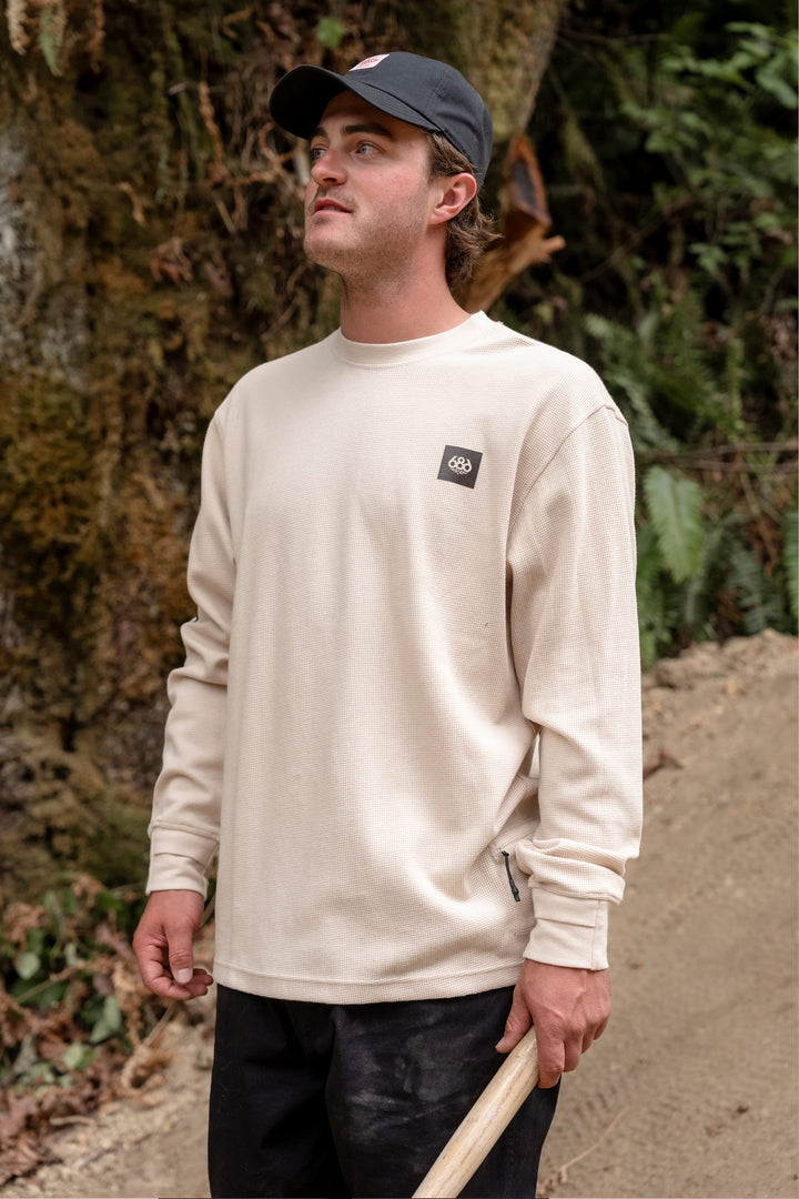 686 Men's Let's Chill Waffle LS Crew — LIMESTONE