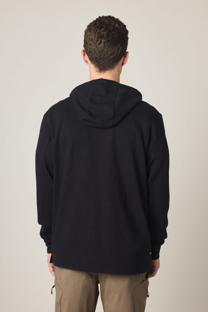 686 Men's Let's Chill Waffle Hoody — BLACK (vista 2)