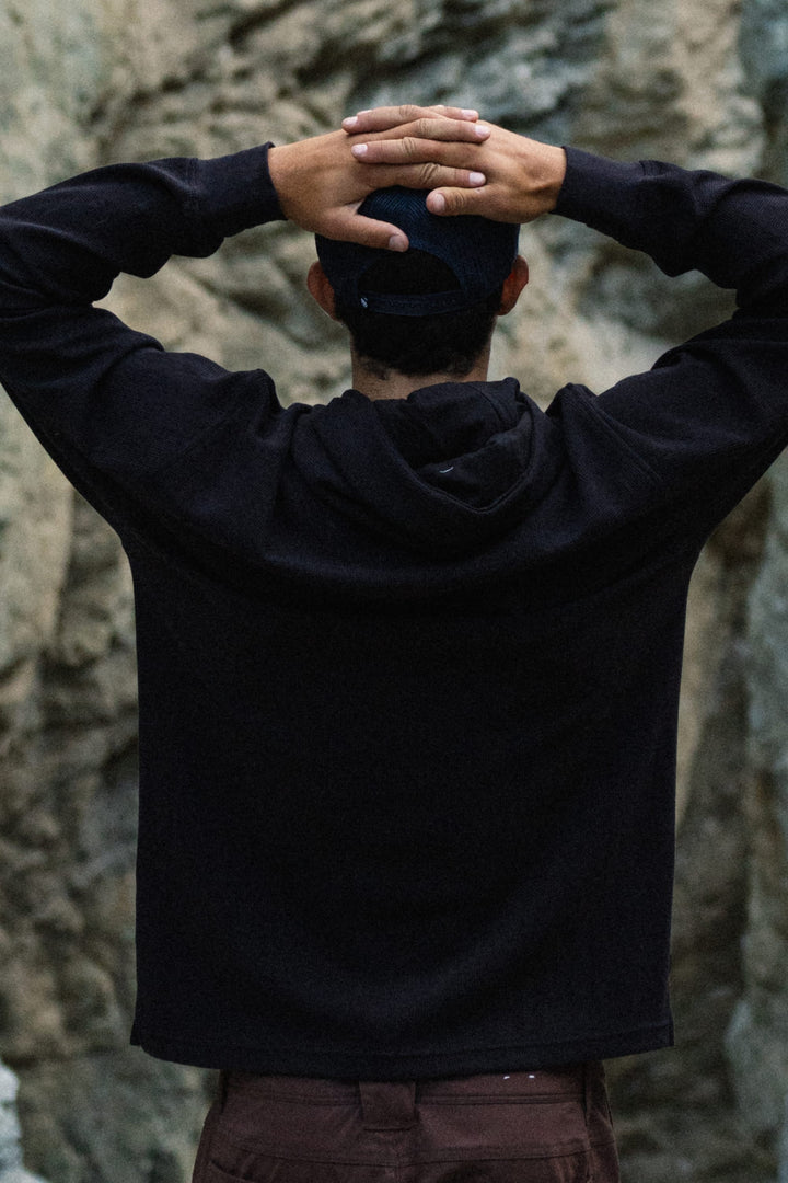 686 Men's Let's Chill Waffle Hoody — BLACK (vista 2)