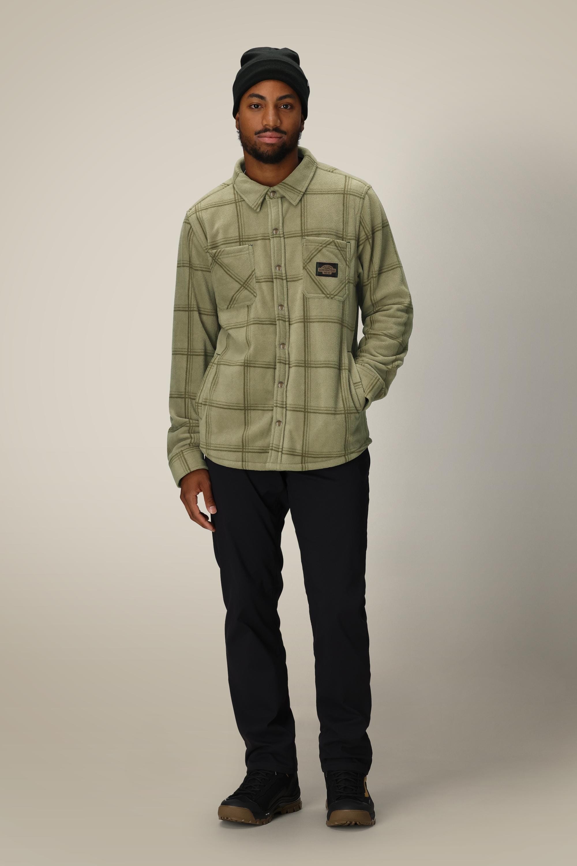 686 Men's Sierra Fleece Flannel SAGE Black PLAID / M 686 Men's Sierra Fleece Flannel SAGE Black PLAID / M