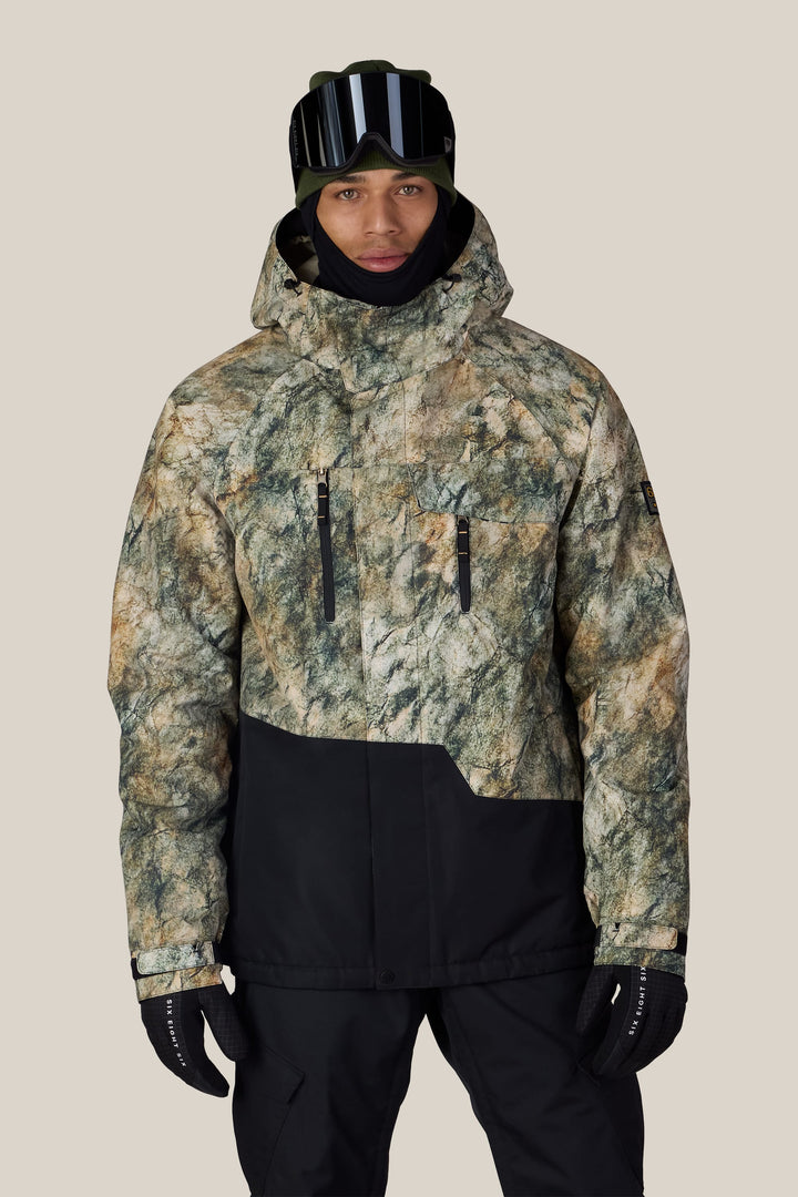 686 Men's Geo™ Insulated Jacket — KHAKI GRUNGE COLORBLOCK