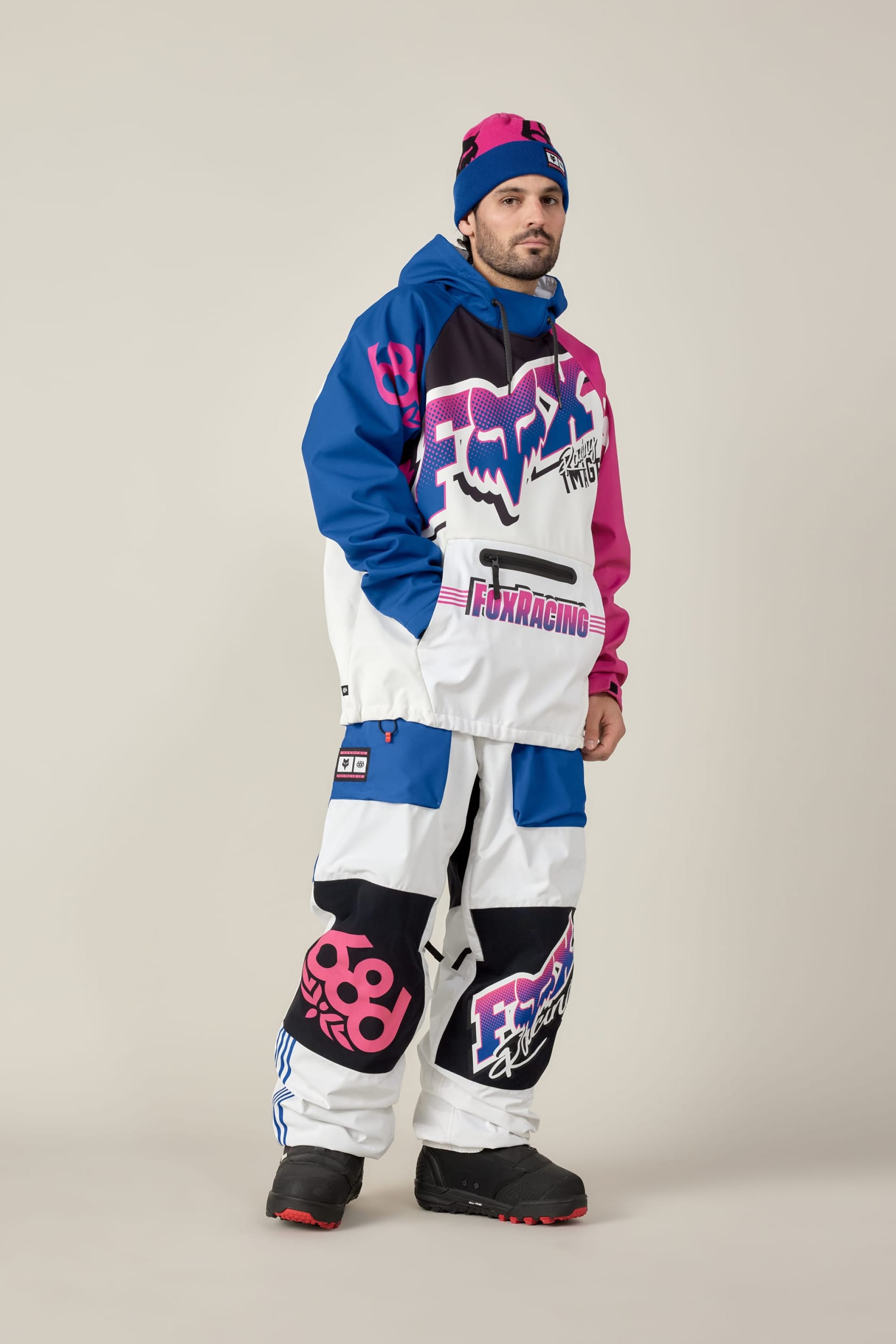 686 Men's Fox Racing Waterproof Hoody Fox White COLORBLOCK / M