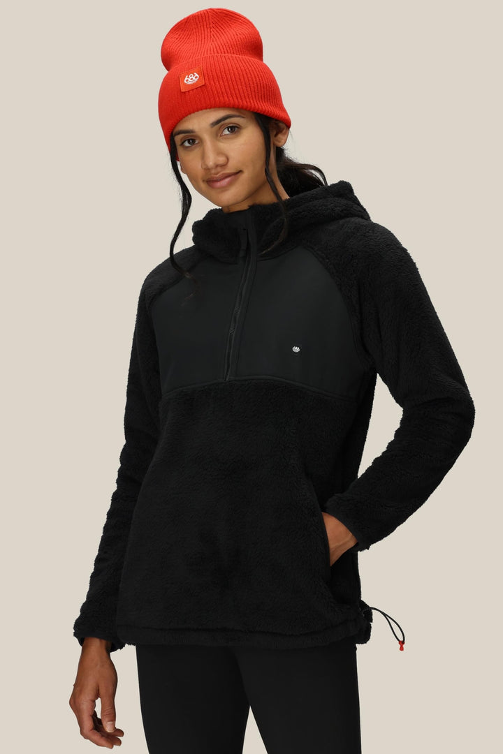 686 Women's Hemlock Fleece Hoody — BLACK (vista 2)