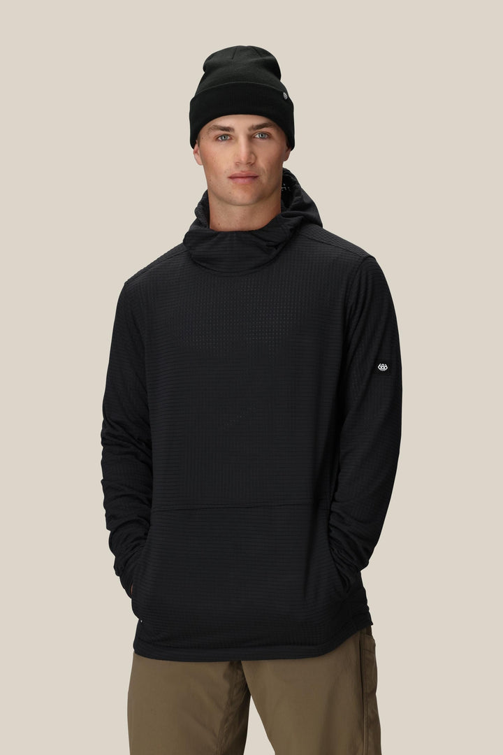 686 Men's Mission Grid™ Fleece Hoody — BLACK (vista 2)