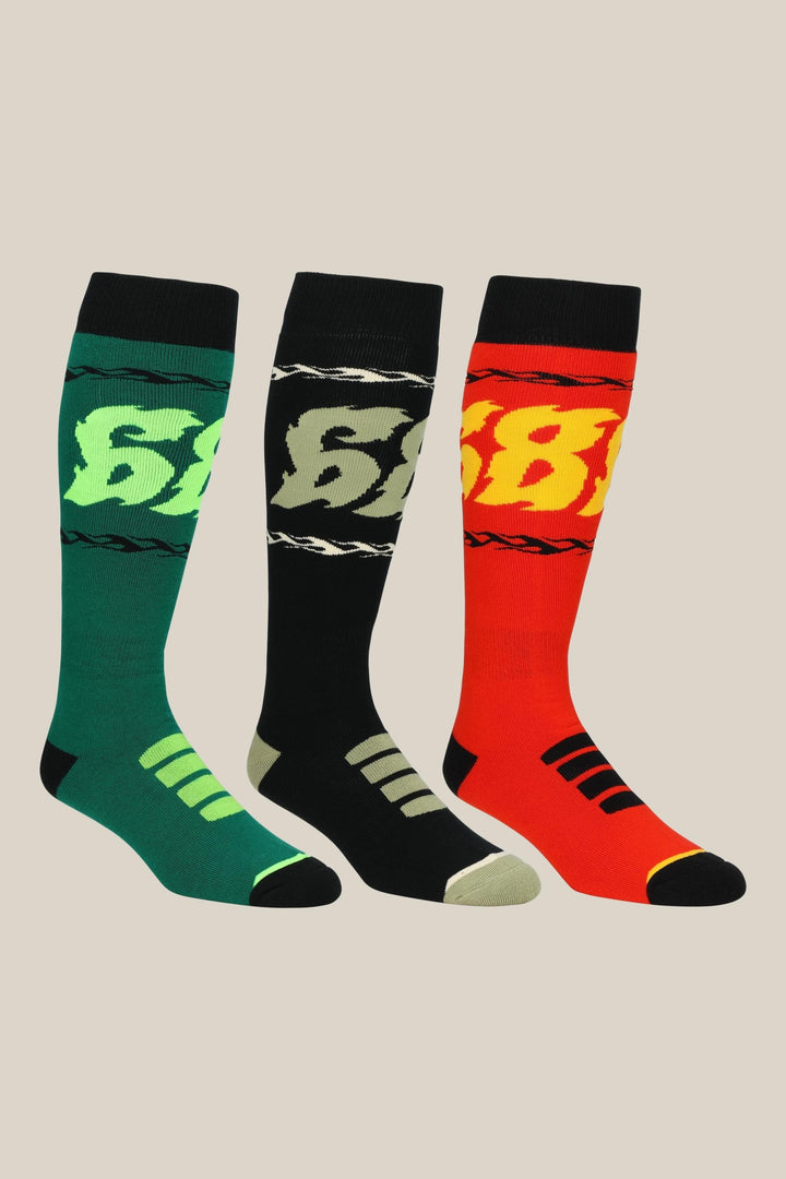 686 Men's Flame Socks - 3 Pack — ASSORTED