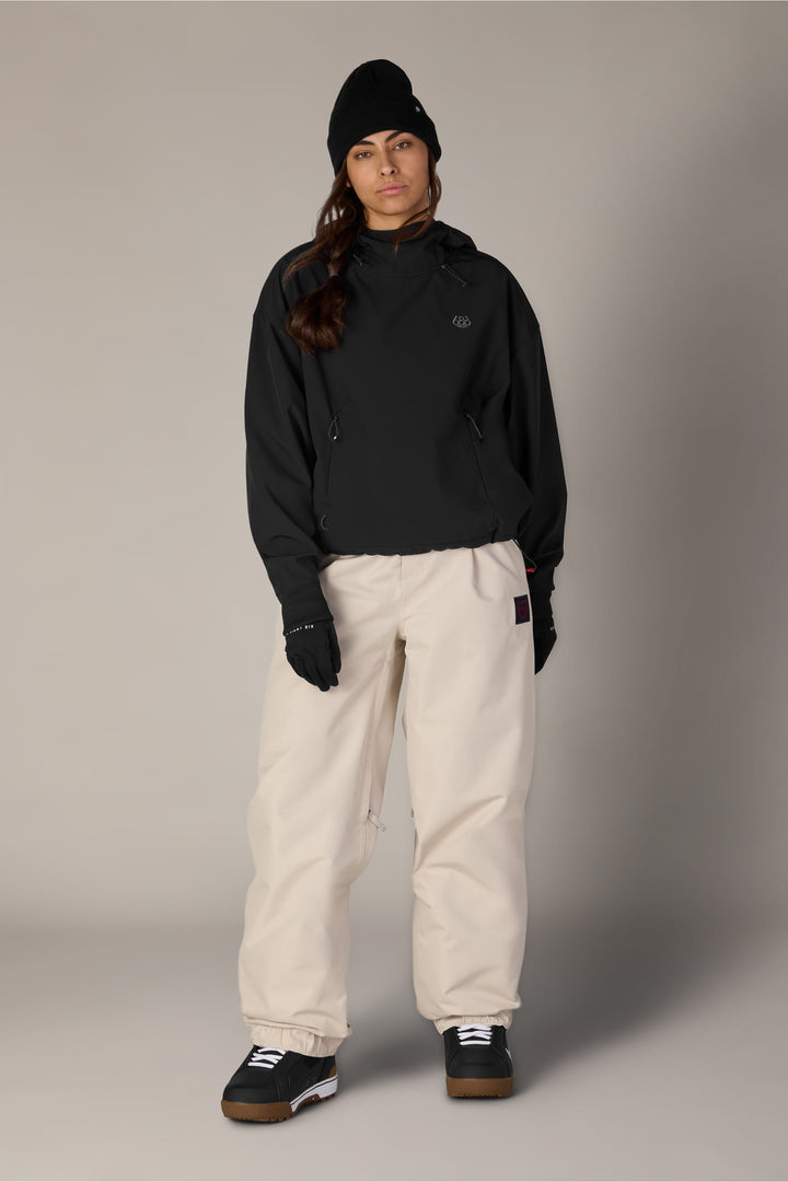 686 Women's Waterproof Team Crop Hoody — BLACK (vista 2)
