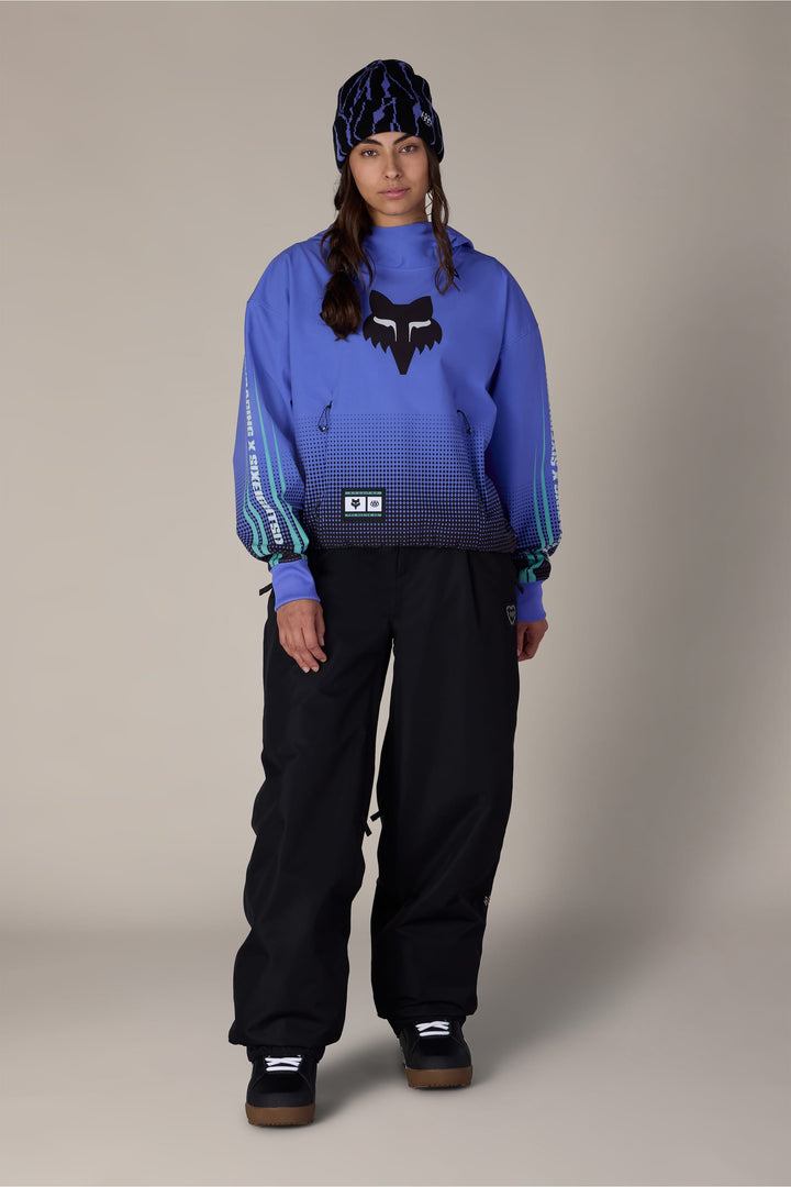 686 Women's Fox Racing Waterproof Crop Hoody — FOX ALPENGLOW BLUE (vista 2)